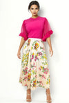 X7640 FLORAL PLEATED SKIRT