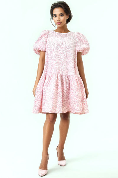 VX1016 PUFF SLEEVE  MINI DRESS