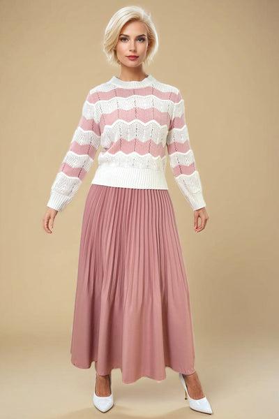 X7870 PLEATED SKIRT (BEIGE, PINK, BLUE)