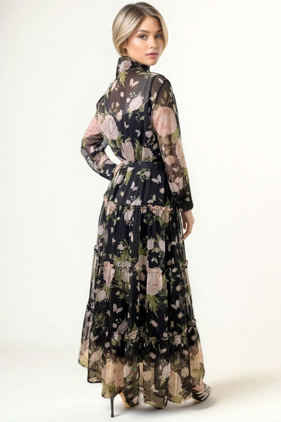 T8417 TIERED FLORAL DRESS