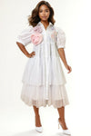W30701 FLOWER APPLIQUE DRESS (WHT, BLUE)
