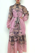 X7901 RUFFLE NECK FLORAL DRESS