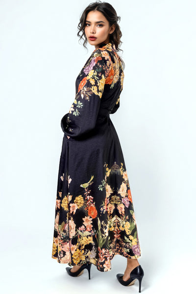 GF1144 BELTED FLORAL DRESS