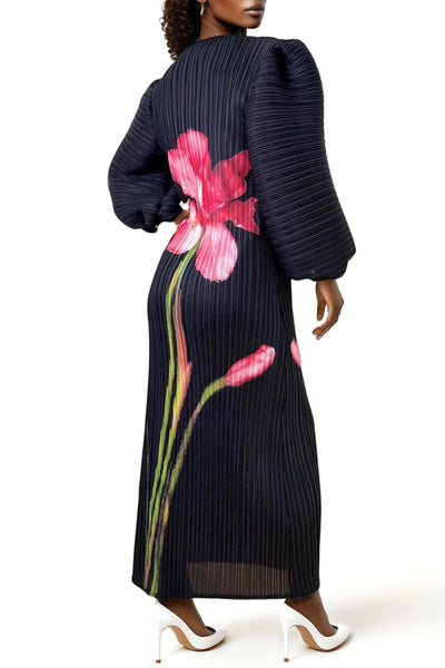 N24100 CRINKLED FLORAL DRESS