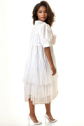 W30701 FLOWER APPLIQUE DRESS (WHT, BLUE)