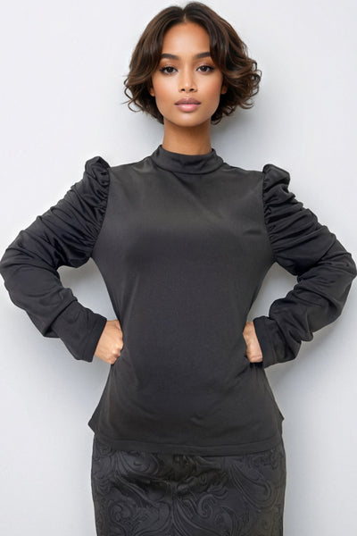 A90099 SCRUNCHED SLEEVE TOP