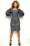A90027 BALLON SLEEVE MINI DRESS