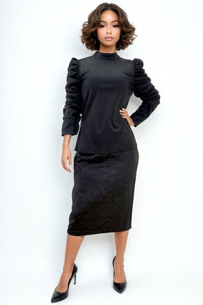 A90099 SCRUNCHED SLEEVE TOP