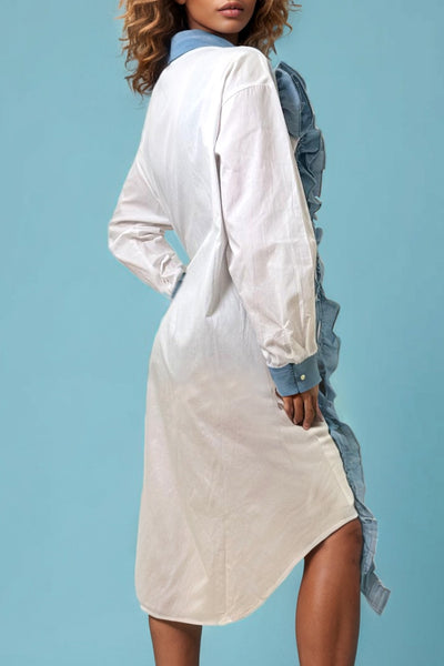 W5941 RUFFLE FLOWER SHIRT DRESS
