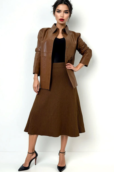 SK21022 RIBBED KNIT SKIRT (BLK, CAMEL)