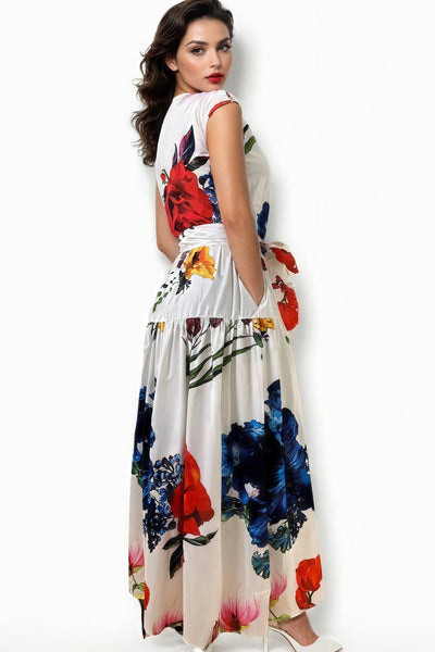 T8336 FLORAL SLEEVELESS DRESS (S, M, L)