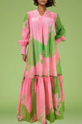 GF1125B FLARED V NECK DRESS