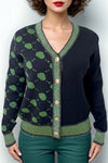 LS62031 FLORAL CARDIGAN SWEATER (GRN, ORANGE)