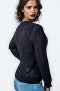 SA5021 EYELET CARDIGAN SWEATER