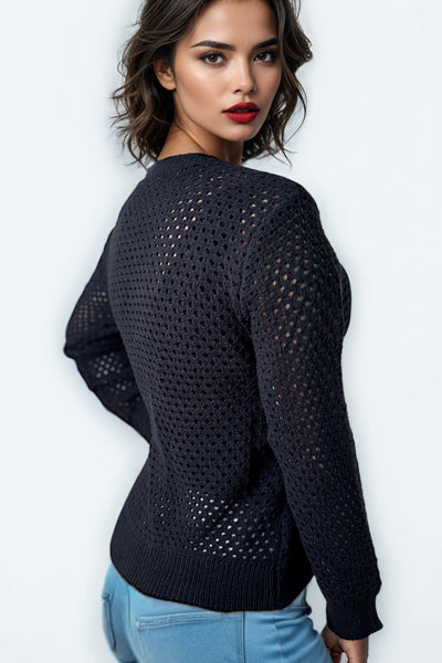 SA5021 EYELET CARDIGAN SWEATER