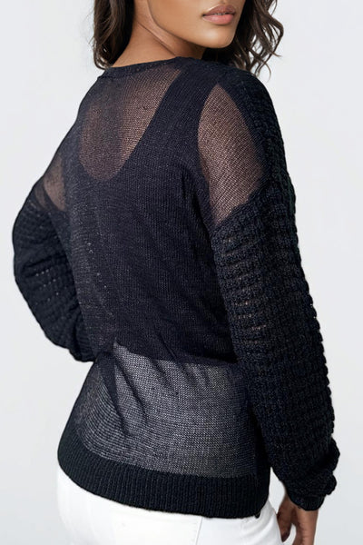 5177 KNIT V NECK SWEATER (PEACH, BLK)