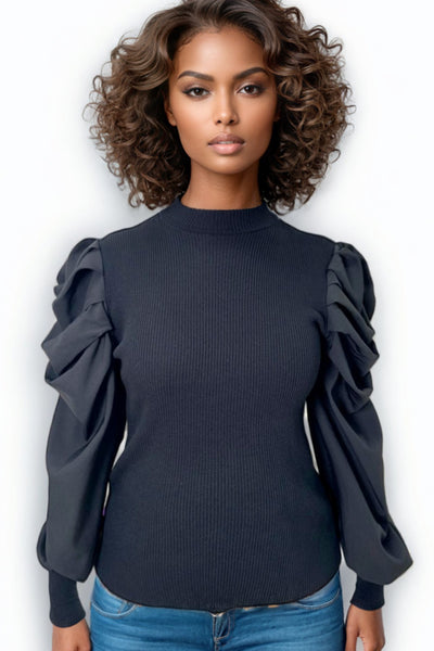 SK21071 PUFF SLEEVE SWEATER