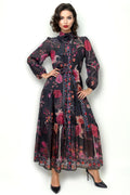 GF1119 TIERED NECKTIE MAXI DRESS