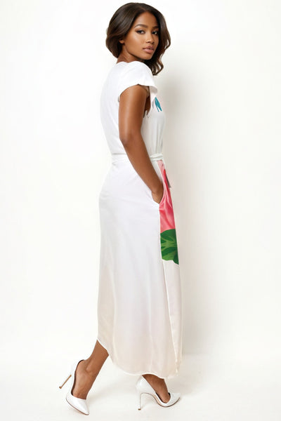 X7962 FLORAL CAP-SLEEVE DRESS