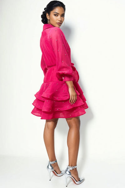 CH0095 LAYERED STUDDED MINI DRESS