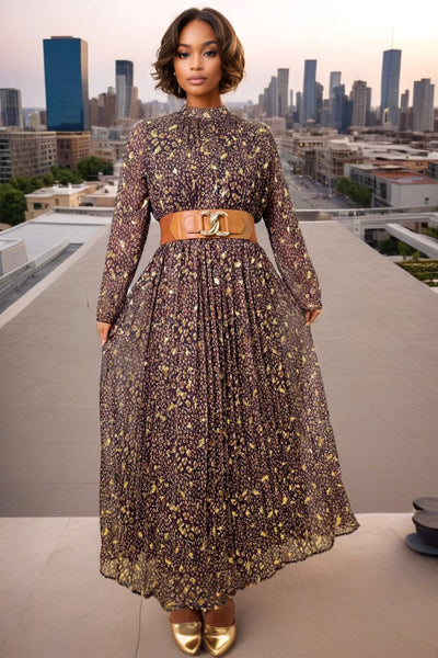E7208 PLEATED MAXI DRESS