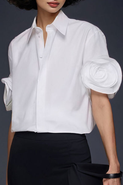 S3018 ROSE SLEEVE TOP (PINK, WHT, BLUE)