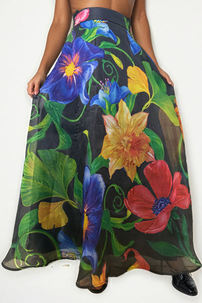 T2573 FLARE FLORAL SKIRT