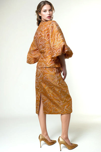 A94088 PUFF SLEEVE TOP/ SKIRT SET