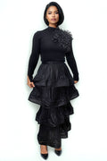 NY0012 LAYERED RUFFLE SKIRT (BLK, WHT)