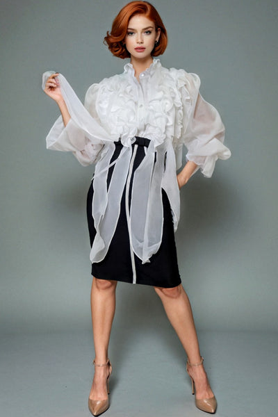 W5965 RUFFLE STRIP TOP (LILAC, WHT)