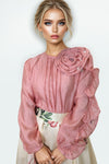 W5943 RUFFLE FLOWER TOP