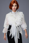 W5965 RUFFLE STRIP TOP (LILAC, WHT)