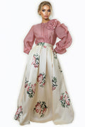 X8001 SUPER LONG PRINT SKIRT (BLK, BEIGE)