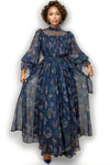 C3504 GATHERED CHIFFON PAISLEY DRESS