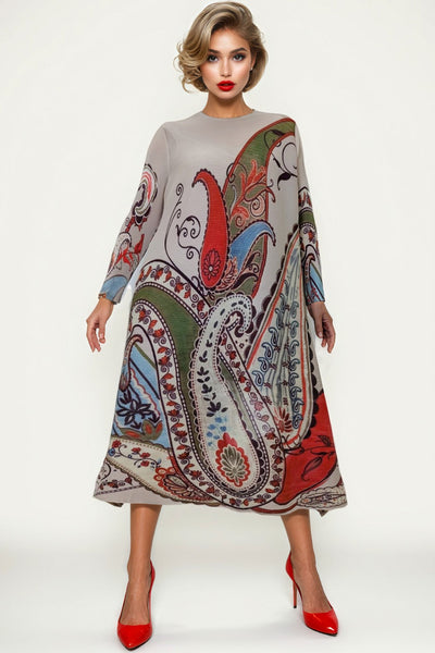 N2502 PAISLEY PRINT CRINKLED DRESS