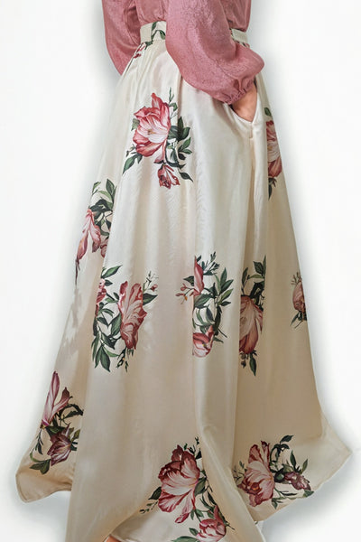 X8001 SUPER LONG PRINT SKIRT (BLK, BEIGE)