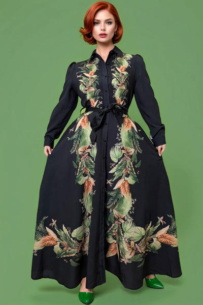 GF1236 FOLIAGE BUTTON DOWN DRESS