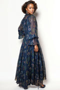 C3504 GATHERED CHIFFON PAISLEY DRESS