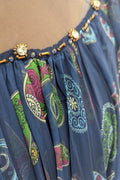 C3504 GATHERED CHIFFON PAISLEY DRESS