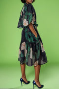 GF1261 TIERED PUFF SLEEVE DRESS
