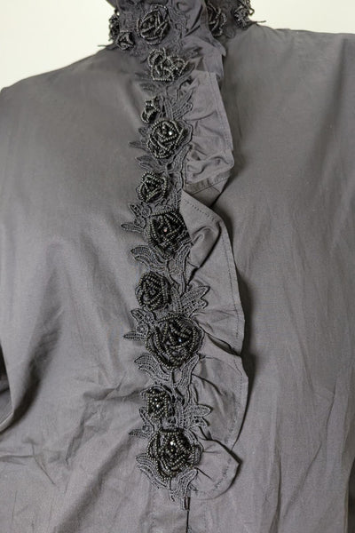 X7863 BEADED LACE LINED TOP (WHT, BLK)