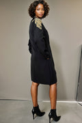 S3183 DOUBLE BREASTED V NECK DRESS