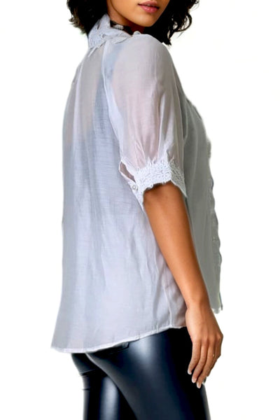 W5958 LACE TRIM TOP (ROSE, WHT)