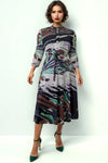 N2523 A-LINE EARTH TONE CRINKLE DRESS