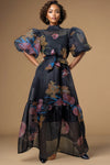 T2586 AIRY SHEER BUBBLE SLEEVE DRESS
