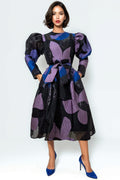 T25032 MUTTON SLEEVE DRESS
