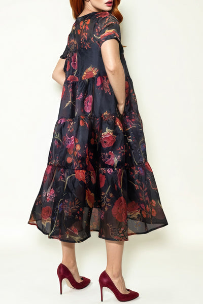 T81283A TIERED FIERY GARDEN DRESS