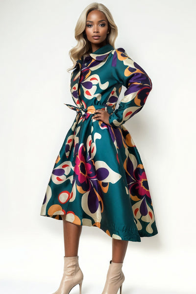 S3067 PLEATED HI-LO JACKET DRESS