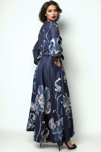 GF1169 INKBLOT FLORAL MAXI DRESS