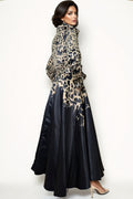 GF1466 MIDNIGHT LEOPARD-PRINT MAXI DRESS